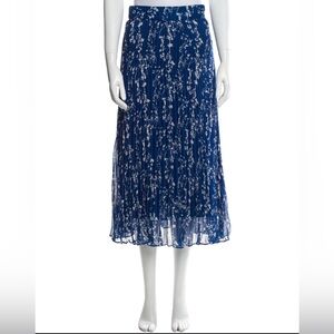 BA&SH Floral Print Midi Length Skirt. Pleated accents. Zip closure